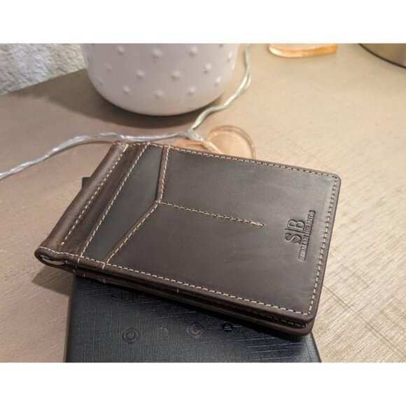 New RFID Blocking Wallet Slim Bifold - Genuine Leather Minimalist Front Pocket - Picture 1 of 2